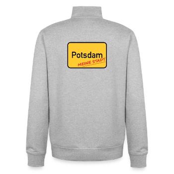 POTSDAM - MEINE STADT - Unisex Organic Zip Sweatshirt von Stanley/Stella - Grau meliert - Hinten - AI Model Male 185 light (185cm)