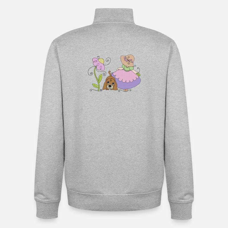 Maedchen_mit_Hund - Sweat zippé unisexe en coton bio Stanley/Stella - gris chiné