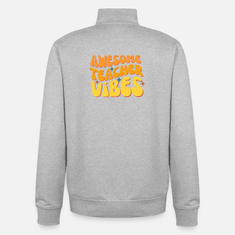 Des vibrations d’enseignant impressionnantes - Sweat zippé unisexe en coton bio Stanley/Stella - gris chiné