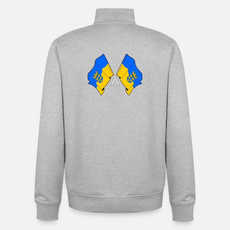 Drapeaux croisés de Basse-Autriche - Sweat zippé unisexe en coton bio Stanley/Stella - gris chiné