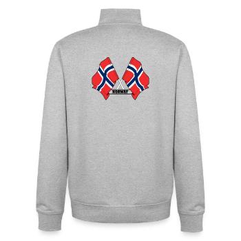 Les drapeaux franchis de la Norvège - Sweat zippé unisexe en coton bio Stanley/Stella - gris chiné - Dos - AI Model Male 185 light (185cm)