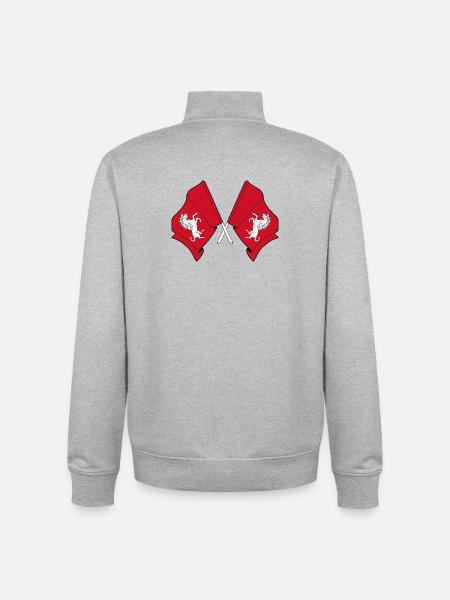 Deux drapeaux croisés Kent - Sweat zippé unisexe en coton bio Stanley/Stella - gris chiné