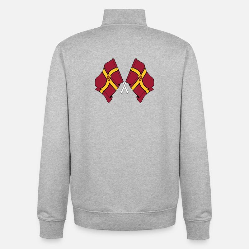 Deux drapeaux franchis – Northamptonshire - Sweat zippé unisexe en coton bio Stanley/Stella - gris chiné