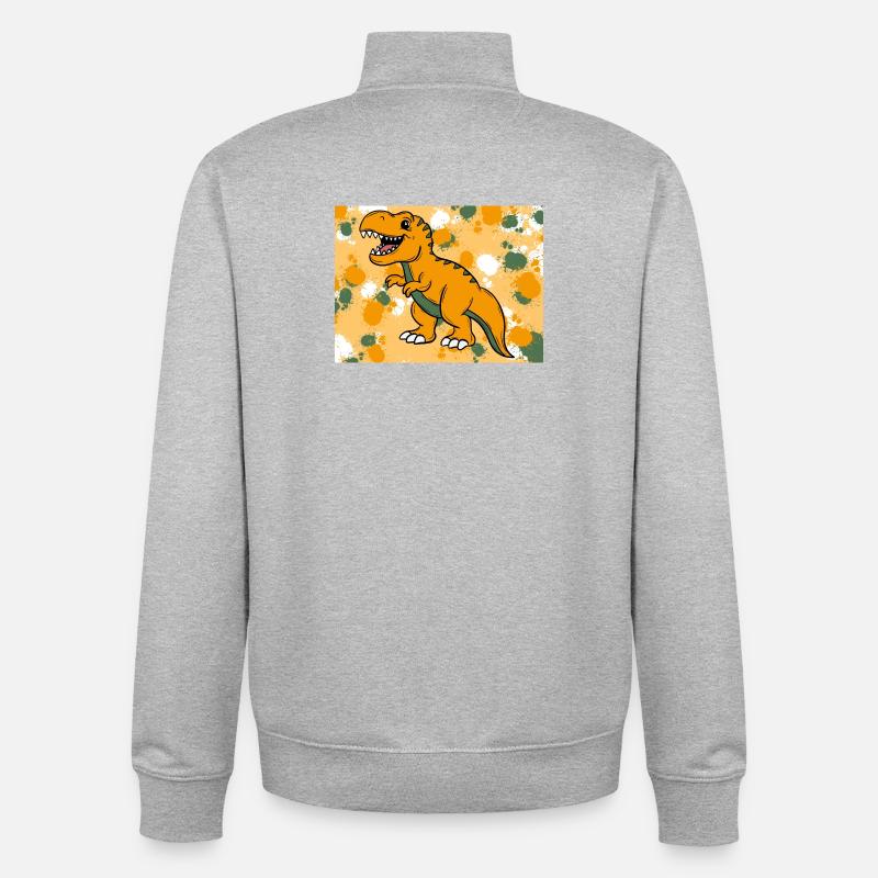 T-Rex Dino - Sweat zippé unisexe en coton bio Stanley/Stella - gris chiné