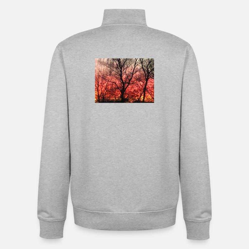 coucher de soleil - Sweat zippé unisexe en coton bio Stanley/Stella - gris chiné