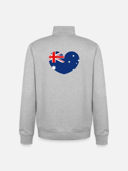 Australian flag with heart - Unisex Organic Zip Sweatshirt by Stanley/Stella - heather grey