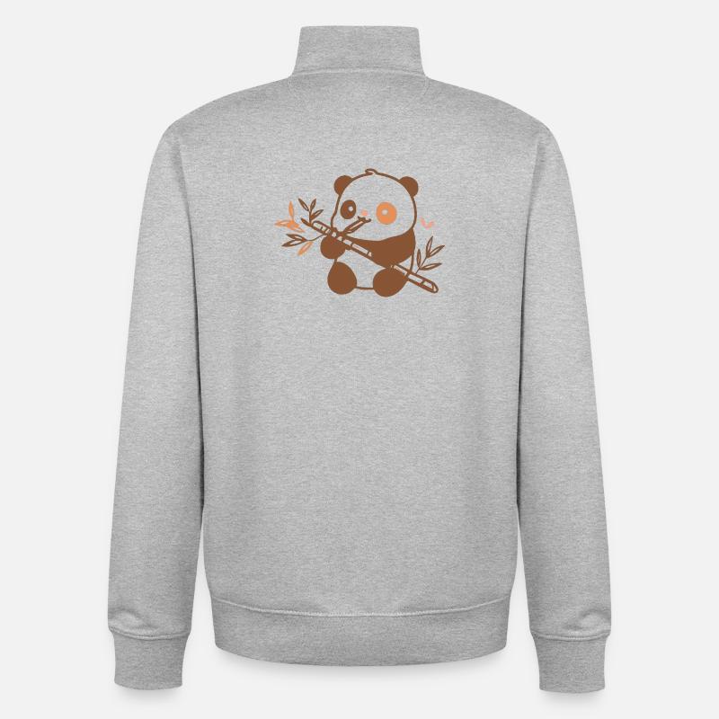 Panda câlin avec du bambou - Sweat zippé unisexe en coton bio Stanley/Stella - gris chiné