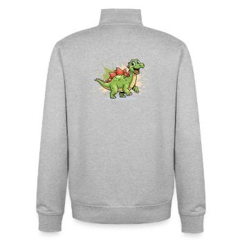 Fröhlicher Dino Stegosaurus Cartoon - Unisex Organic Zip Sweatshirt von Stanley/Stella - Grau meliert - Hinten - AI Model Male 185 light (185cm)