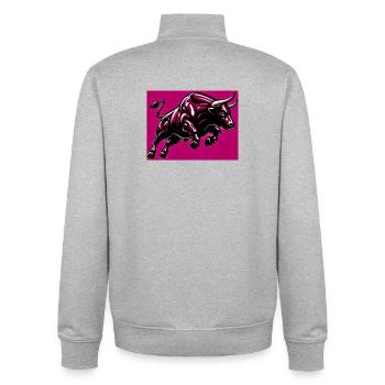 Stier - Unisex Organic Zip Sweatshirt von Stanley/Stella - Grau meliert - Hinten - AI Model Male 185 light (185cm)