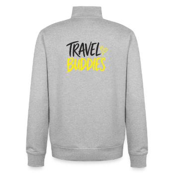 Travel Buddies Reisebegleiter Design - Unisex Organic Zip Sweatshirt von Stanley/Stella - Grau meliert - Hinten - AI Model Male 185 light (185cm)