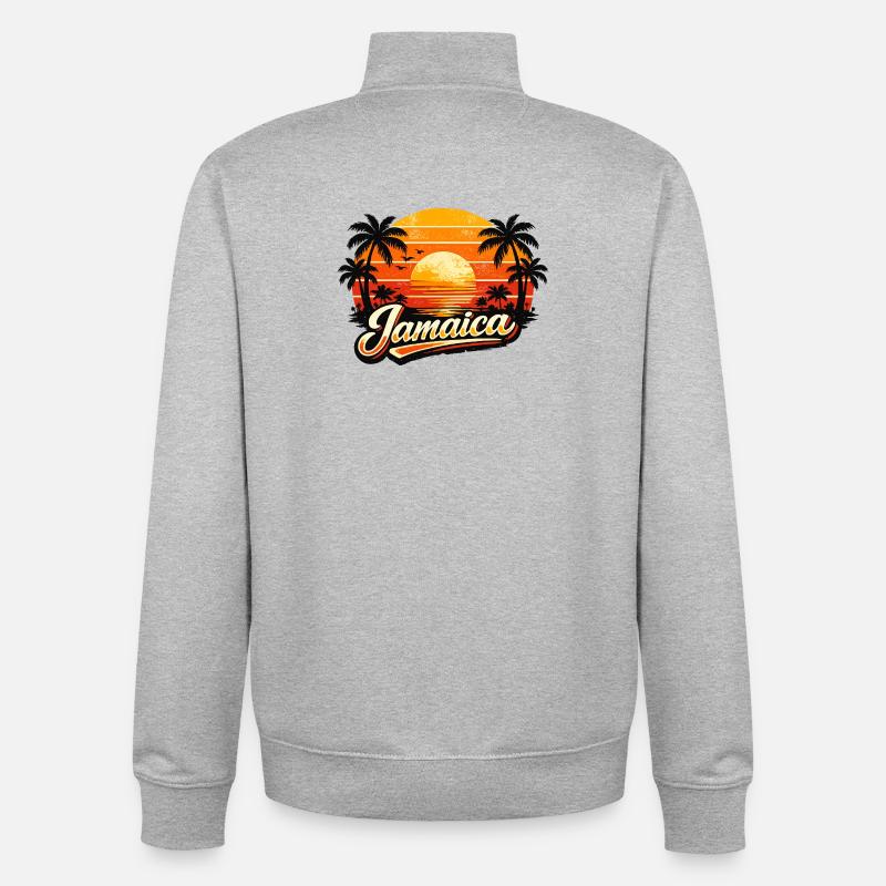 Coucher de soleil jamaïcain - Sweat zippé unisexe en coton bio Stanley/Stella - gris chiné