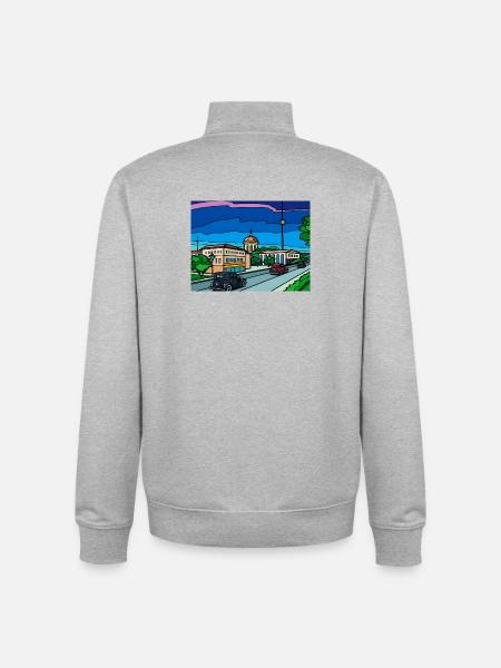 Retro City Straßenszene - Unisex Organic Zip Sweatshirt von Stanley/Stella - Grau meliert