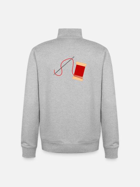 Needle and thread logo embroidery - Unisex Organic Zip Sweatshirt by Stanley/Stella - heather grey