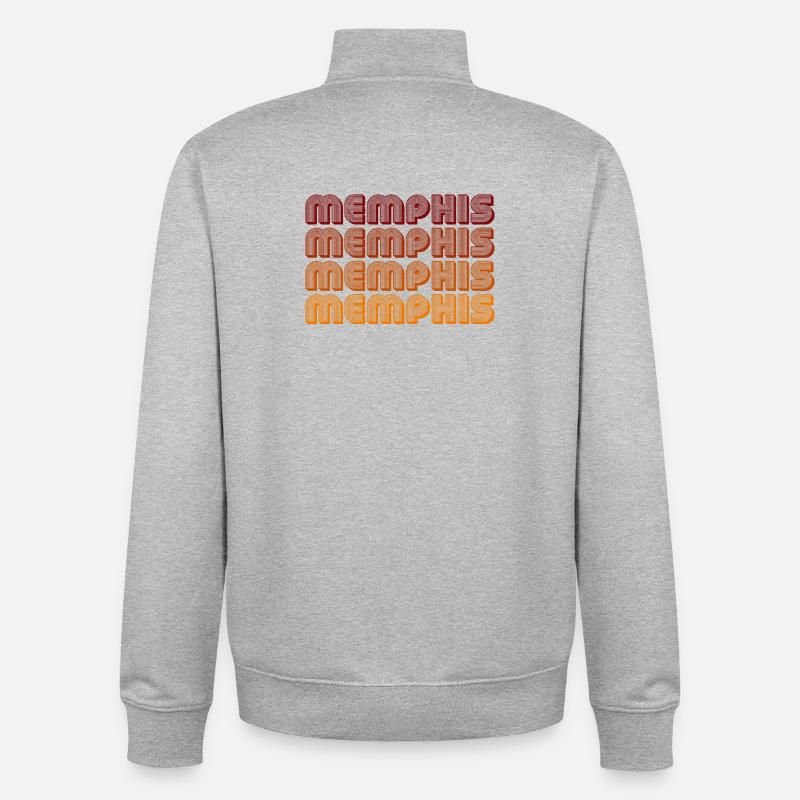 Memphis Gradient Text Repeat - Unisex Organic Zip Sweatshirt by Stanley/Stella - heather grey