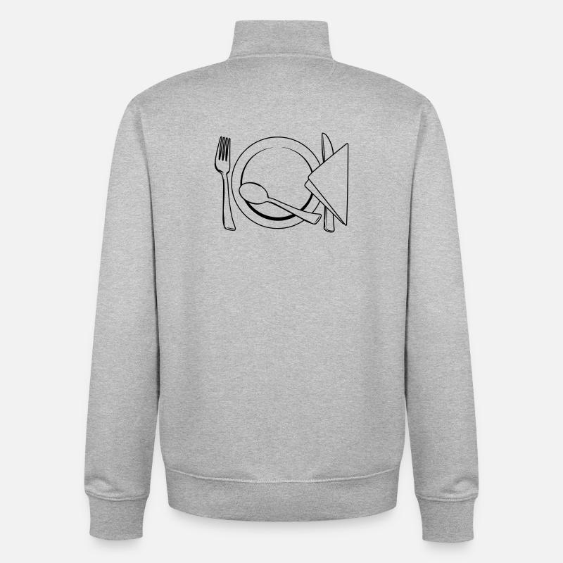 Serviette de table à couverts - Sweat zippé unisexe en coton bio Stanley/Stella - gris chiné