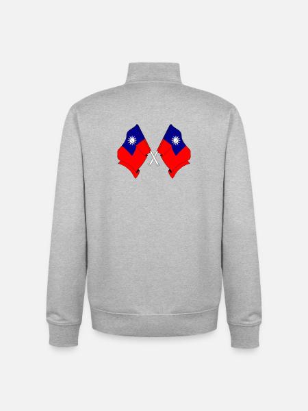 Two flags crossed from Taiwan - Unisex Organic Zip Sweatshirt by Stanley/Stella - heather grey