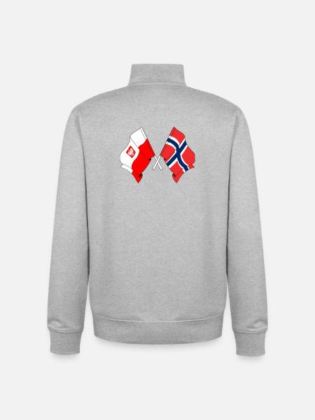 Flag Poland and flag Norway - Unisex Organic Zip Sweatshirt by Stanley/Stella - heather grey