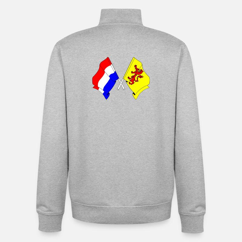 Drapeau des Pays-Bas, Hollande méridionale croisé - Sweat zippé unisexe en coton bio Stanley/Stella - gris chiné
