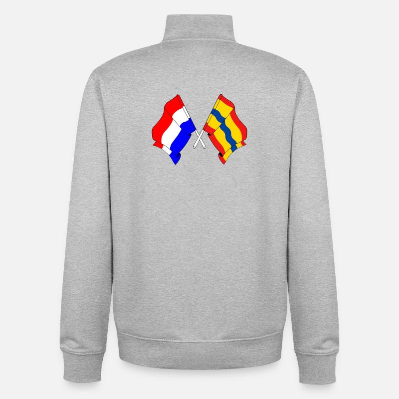 Drapeau des Pays-Bas, Overijssel croisé - Sweat zippé unisexe en coton bio Stanley/Stella - gris chiné