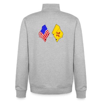 Flagge USA und Bundesstaat New Mexico gekreuzt - Unisex Organic Zip Sweatshirt von Stanley/Stella - Grau meliert - Hinten - AI Model Male 185 light (185cm)