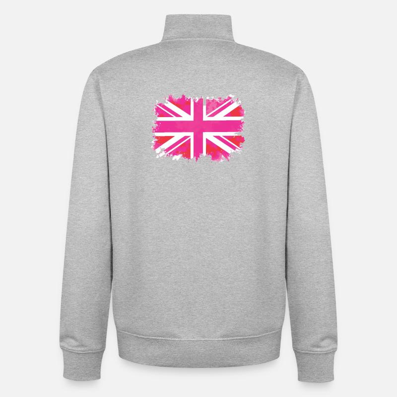 Pink Union Jack - Unisex Organic Zip Sweatshirt von Stanley/Stella - Grau meliert