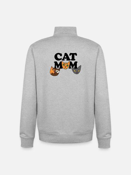Three Cat Faces in Bold Palette - Unisex Organic Zip Sweatshirt by Stanley/Stella - heather grey