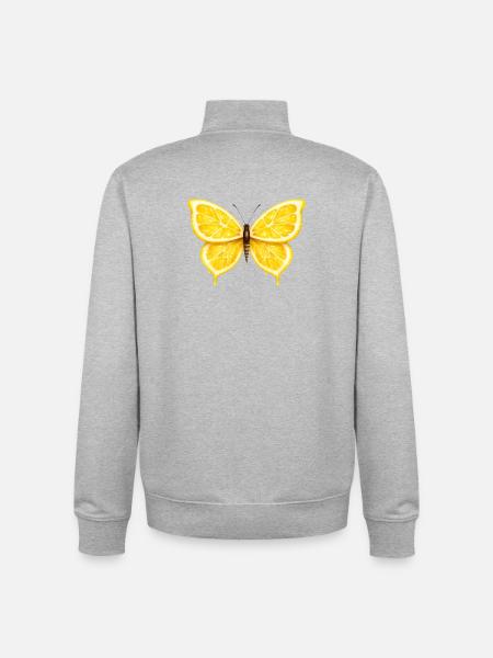 Lemon Wings – Glowing Fruit Butterfly - Unisex Organic Zip Sweatshirt by Stanley/Stella - heather grey