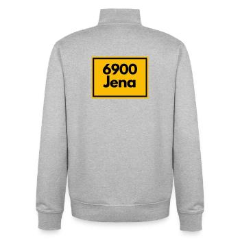 RETRO PLZ 6900 JENA, OSTALGIE DDR DAMALS GESCHENK - Unisex Organic Zip Sweatshirt von Stanley/Stella - Grau meliert - Hinten - AI Model Male 185 light (185cm)
