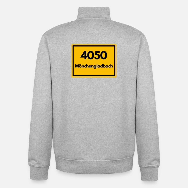 OLD POSTCODE POSTCODE 4050 MÖNCHENGLADBACH FUSSBAL - Unisex Organic Zip Sweatshirt by Stanley/Stella - heather grey