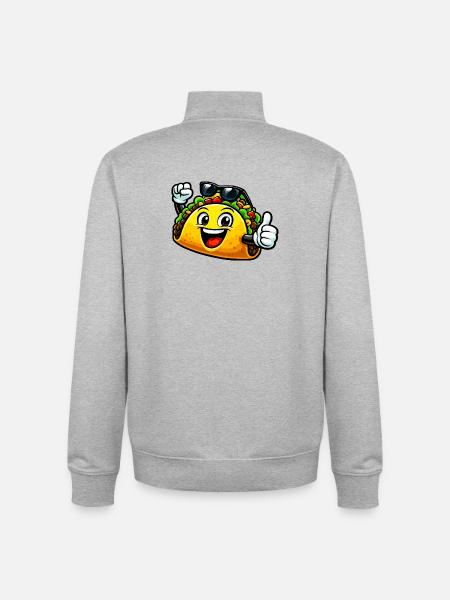 Fröhlicher Taco mit Sonnenbrille - Unisex Organic Zip Sweatshirt von Stanley/Stella - Grau meliert