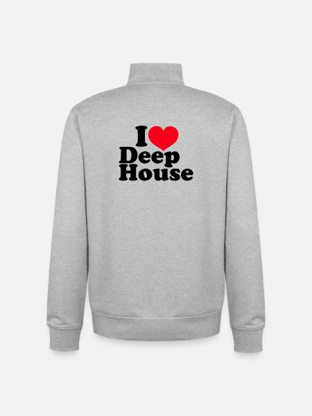 I Love Deep House - Unisex Organic Zip Sweatshirt by Stanley/Stella - heather grey