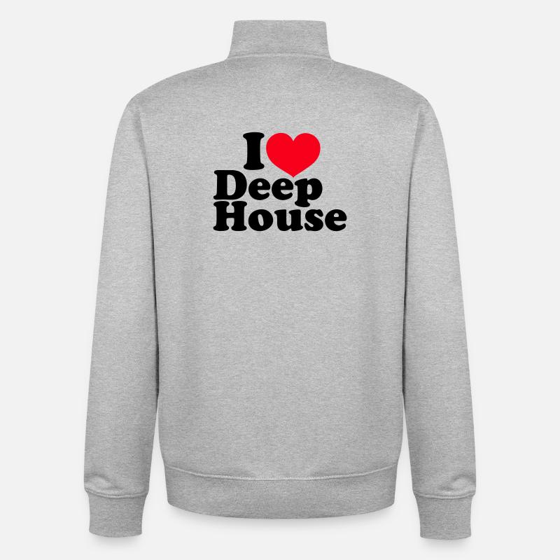 J’adore le deep house - Sweat zippé unisexe en coton bio Stanley/Stella - gris chiné