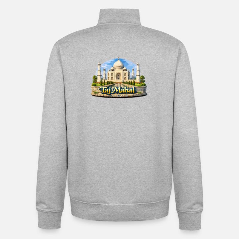 Taj Mahal Illustration - Sweat zippé unisexe en coton bio Stanley/Stella - gris chiné