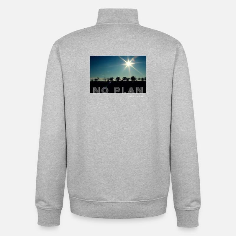 no plan - Unisex Organic Zip Sweatshirt by Stanley/Stella - heather grey