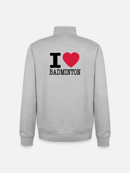 Ich liebe Badminton - Unisex Organic Zip Sweatshirt von Stanley/Stella - Grau meliert