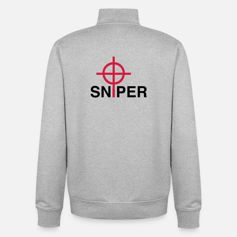 Sniper - Unisex Organic Zip Sweatshirt by Stanley/Stella - heather grey