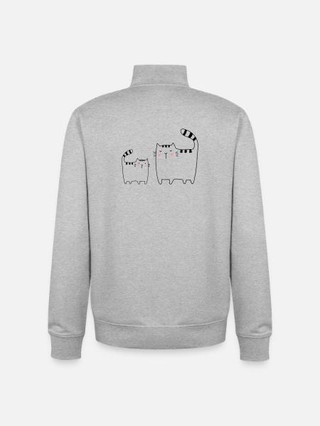 Cats Family Cat Kitten - Unisex Organic Zip Sweatshirt by Stanley/Stella - heather grey
