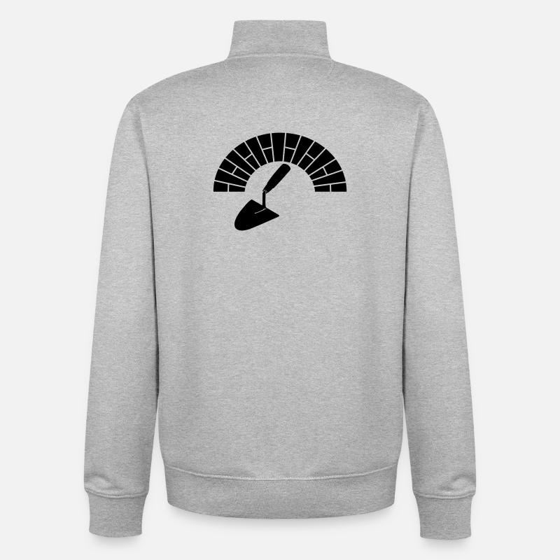 Mason masonry bricks with trowel logo - Unisex Organic Zip Sweatshirt by Stanley/Stella - heather grey