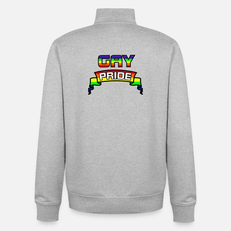 Logo de la RAINBOW GAY PRIDE - Sweat zippé unisexe en coton bio Stanley/Stella - gris chiné