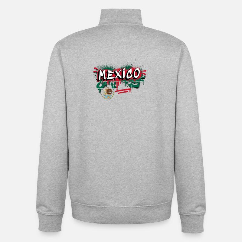 Mexiko Flagge Graffiti Design - Unisex Organic Zip Sweatshirt von Stanley/Stella - Grau meliert