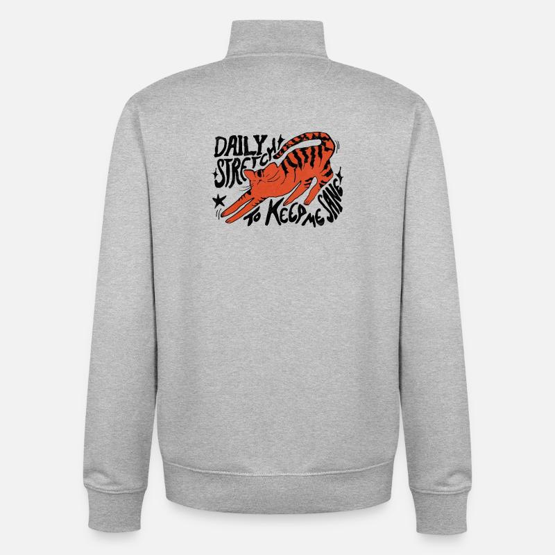 DAILY STRETCH TO KEEP ME SANE - Unisex Organic Zip Sweatshirt by Stanley/Stella - heather grey