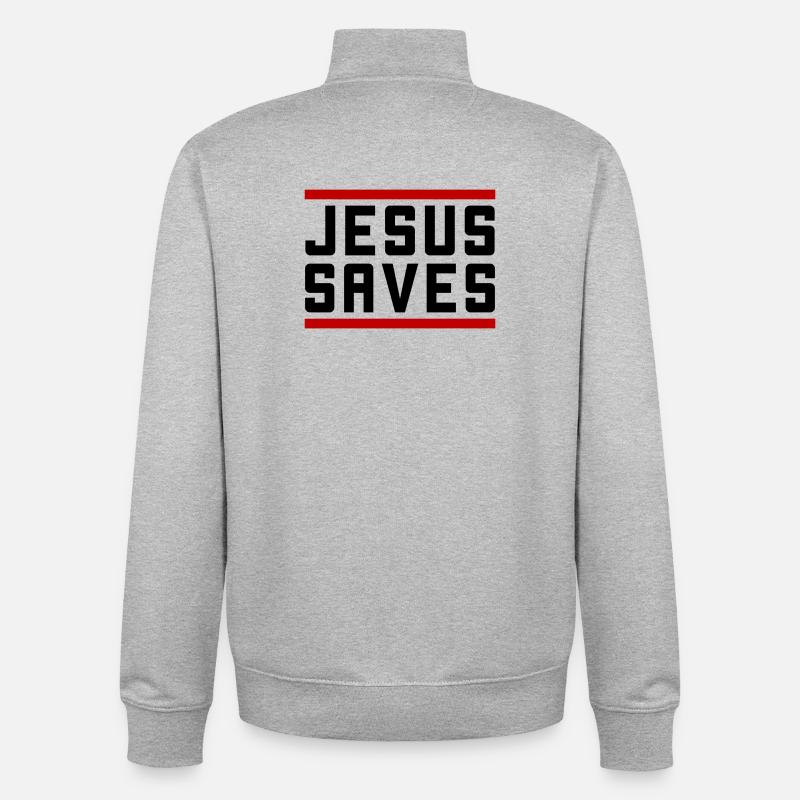 Jésus sauve d’une manière chrétienne - Sweat zippé unisexe en coton bio Stanley/Stella - gris chiné