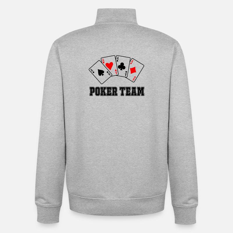 Équipe de poker - Sweat zippé unisexe en coton bio Stanley/Stella - gris chiné