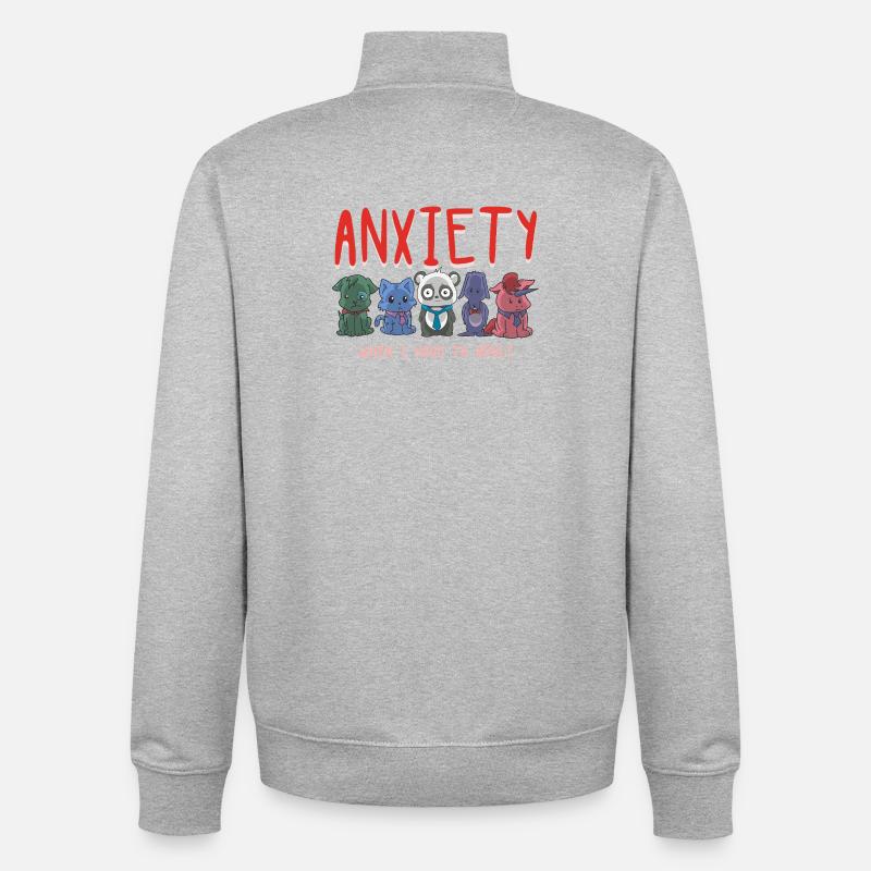 Anxiety Squad : Animaux mignons : Lutte adulte - Sweat zippé unisexe en coton bio Stanley/Stella - gris chiné