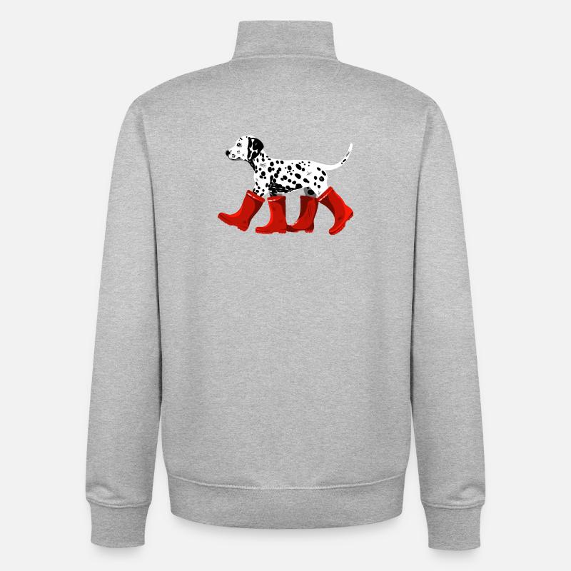Dalmatien aux bottes rouges - Sweat zippé unisexe en coton bio Stanley/Stella - gris chiné