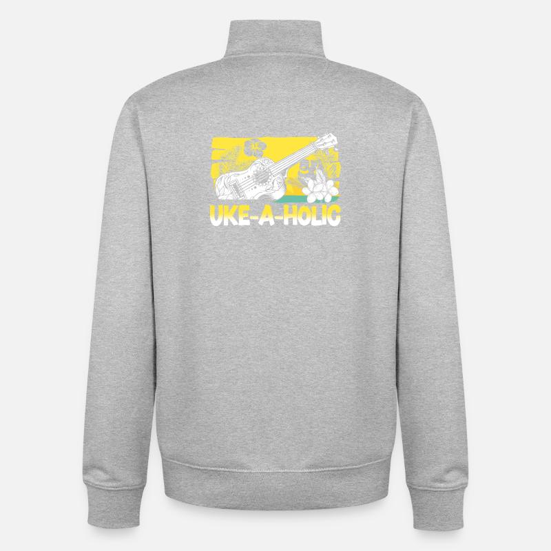 Hawaiian Ukulele Uke Uke-A-Holic - Unisex Organic Zip Sweatshirt by Stanley/Stella - heather grey