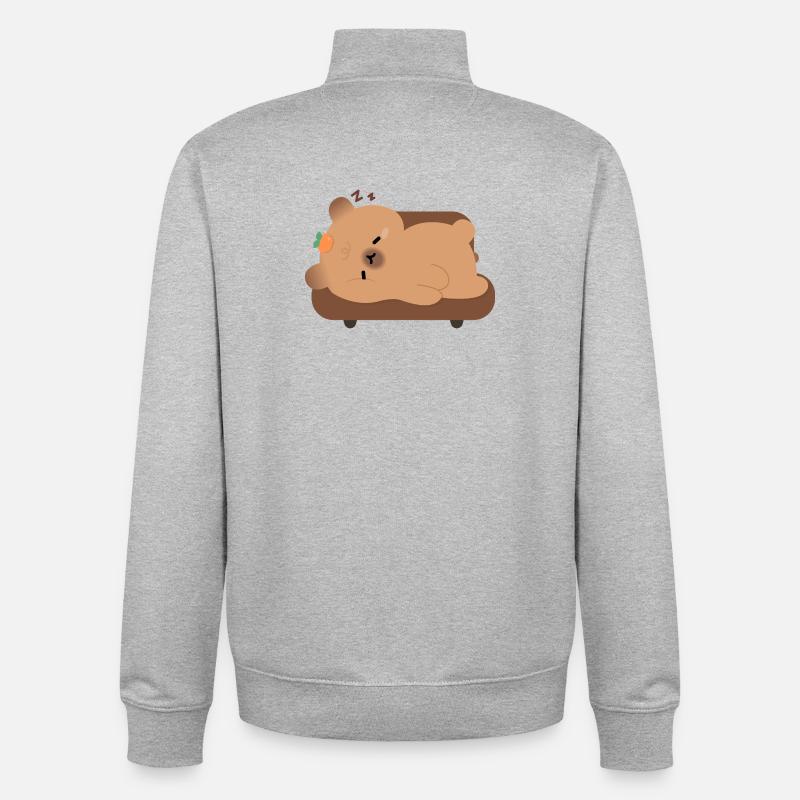 Schläfrige Müde Capybara - Unisex Organic Zip Sweatshirt von Stanley/Stella - Grau meliert