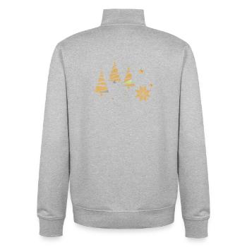 Sapins de Noël dorés - Sweat zippé unisexe en coton bio Stanley/Stella - gris chiné - Dos - AI Model Male 185 light (185cm)