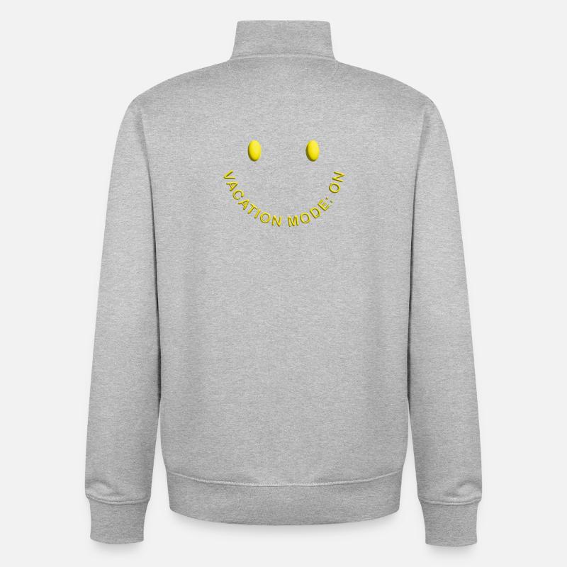 Vacation Mode On Good Mood Statement - Unisex Organic Zip Sweatshirt by Stanley/Stella - heather grey