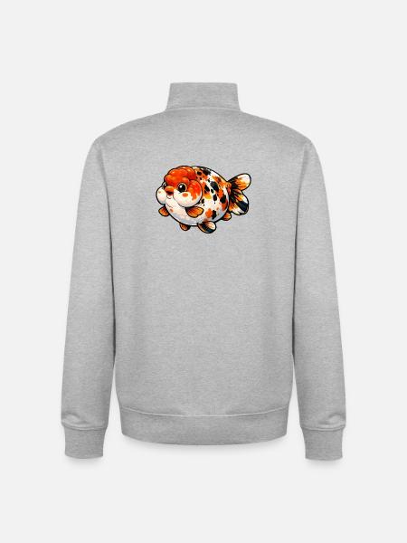 High Quality Calico Ranchu Goldfish - Unisex Organic Zip Sweatshirt by Stanley/Stella - heather grey